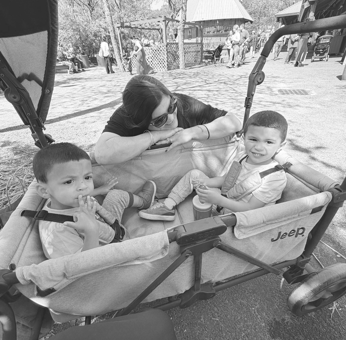 Jillian sharing a family outing with her two young boys